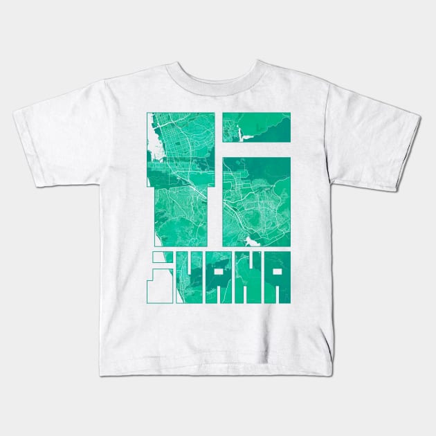 Tijuana, Mexico City Map Typography - Watercolor Kids T-Shirt by deMAP Studio